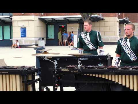 Madison Scouts 2013 front ensemble in the lot