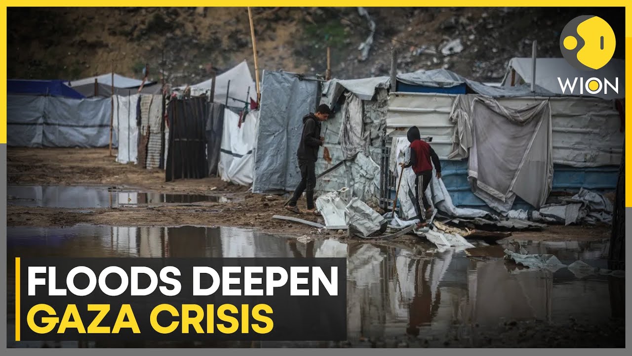 Gaza Floods: Torrential Rains Flood Gaza & Collapse War-Damaged Homes | WION News