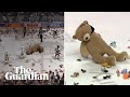 ‘It’s raining stuffed animals’: 45,000 teddy bears tossed on ice in hockey game