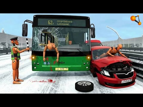 One-Way Ticket! Bus on Deadly Black Ice | BeamNG.drive
