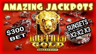 Yes!! AMAZING JACKPOTS with Sunsets ❌3 ❌3 ❌2 in Buffalo Gold Slot