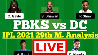 PBKS vs DC IPL 2021 29th Match Dream11 Team, DC vs PBKS