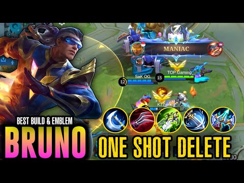 MANIAC! Bruno  Damage Kick || Bruno One Shot Damage Build || BUILD TOP 1 GLOBAL BRUNO - MLBB