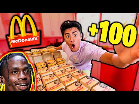 Ordering 100 TRAVIS SCOTT MEALS from the SAME McDonald's (AND EATING THEM!)