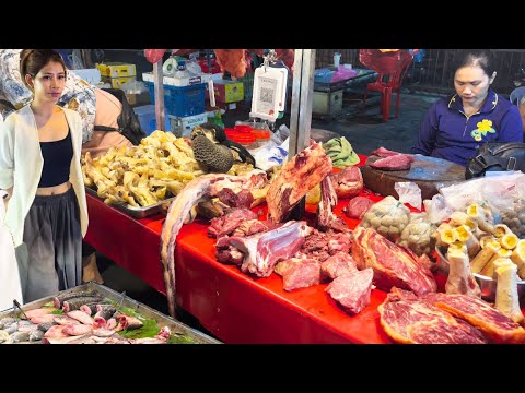Khmer Street Food Toul Tom Poung Night Market, Cambodia 4K Walking Tour | 4K HDR 60fps