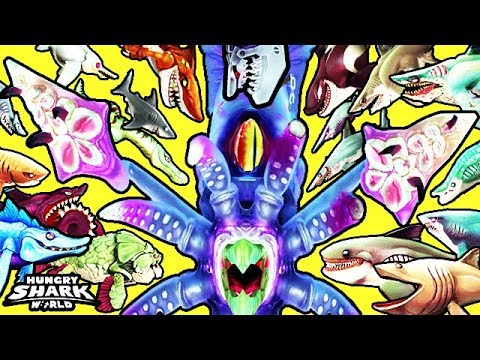 🦑ALL SHARKS vs GIANT SQUID BOSS (HUNGRY SHARK WORLD)