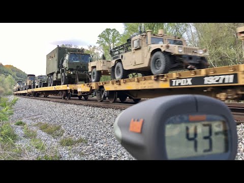 Longest Military Train Ever!  Speed Checked By Radar!  Lightning Fast Trains On Main Lines?  CSX, NS Video