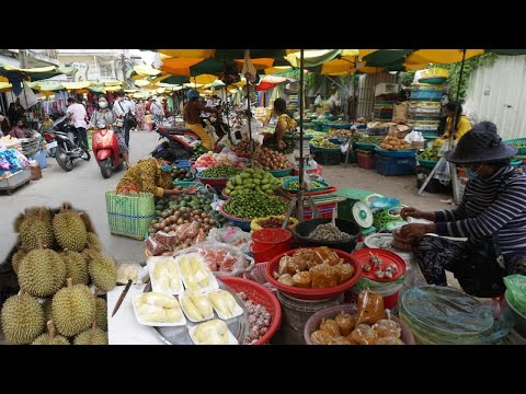 Morning Food Market Scenes at Phsa Century Plaza - Walking Around Street Food in The Morning