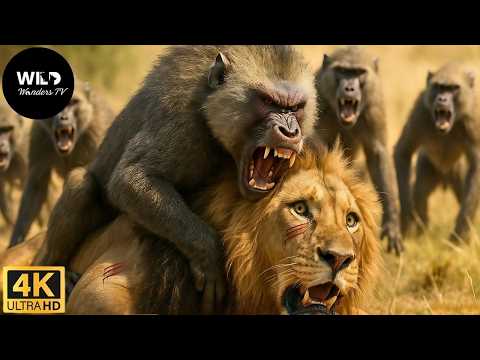 Quênia: O Confronto Tenso entre um Bando de Babuínos e Leões #animaisselvagens | Wild Wonders