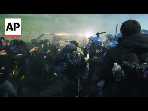 Protesters clash with police near Winter Olympics venue in Milan