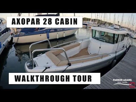 Walkthrough tour of Axopar 28 Cabin  - Mk1 Model with 300HP Supercharged Verado Mercury Engine