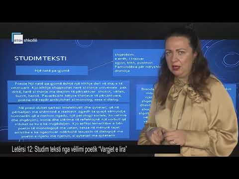 Letërsi 12 - Studim teksti nga vëllimi poetik "Vargjet e lira"