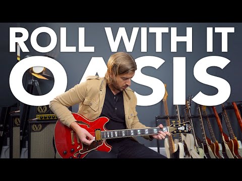 Oasis - "Roll With It" guitar lesson tutorial + SOLO