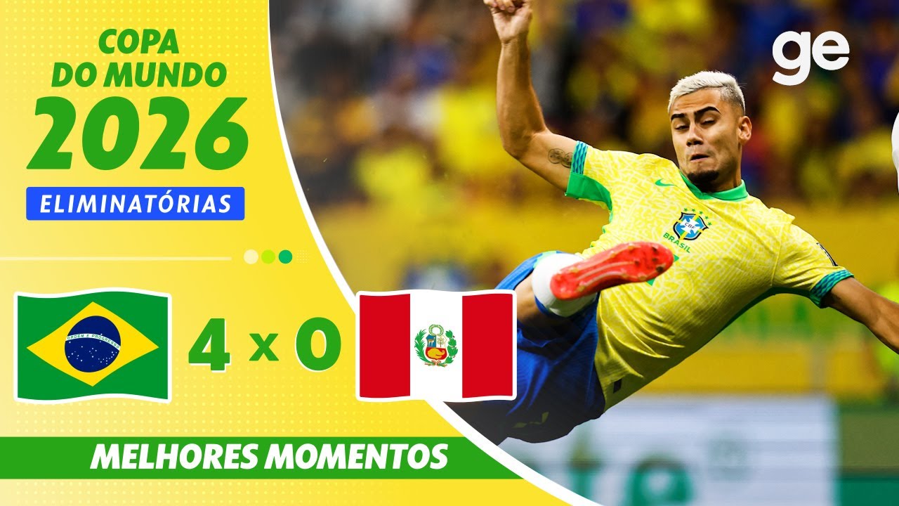 BRASIL 4 X 0 PERU  | MELHORES MOMENTOS | 10ª RODADA ELIMINATÓRIAS DA COPA DO MUNDO 2026 | sportv