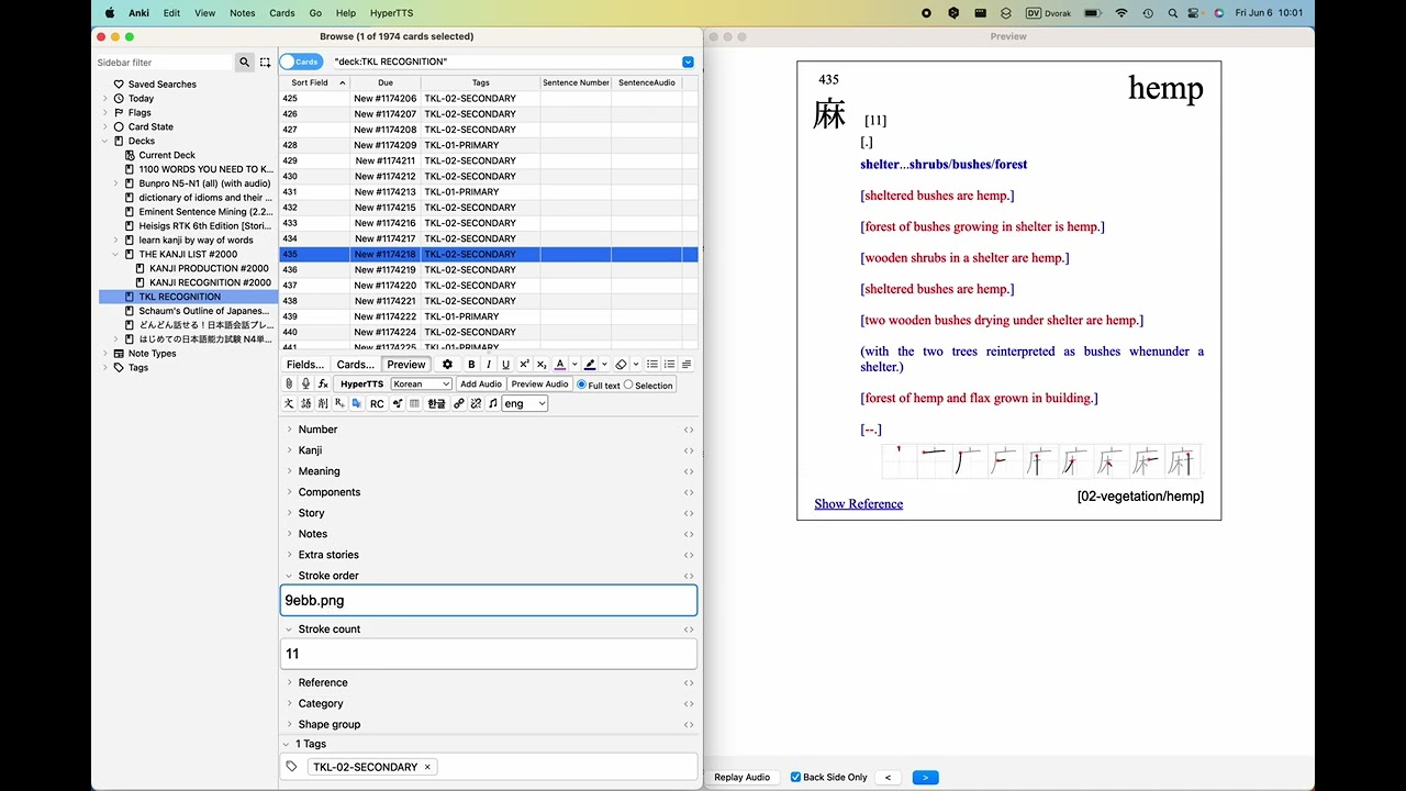 Adding Stroke Order Diagrams to The Kanji List Anki Deck [Reminder Video]