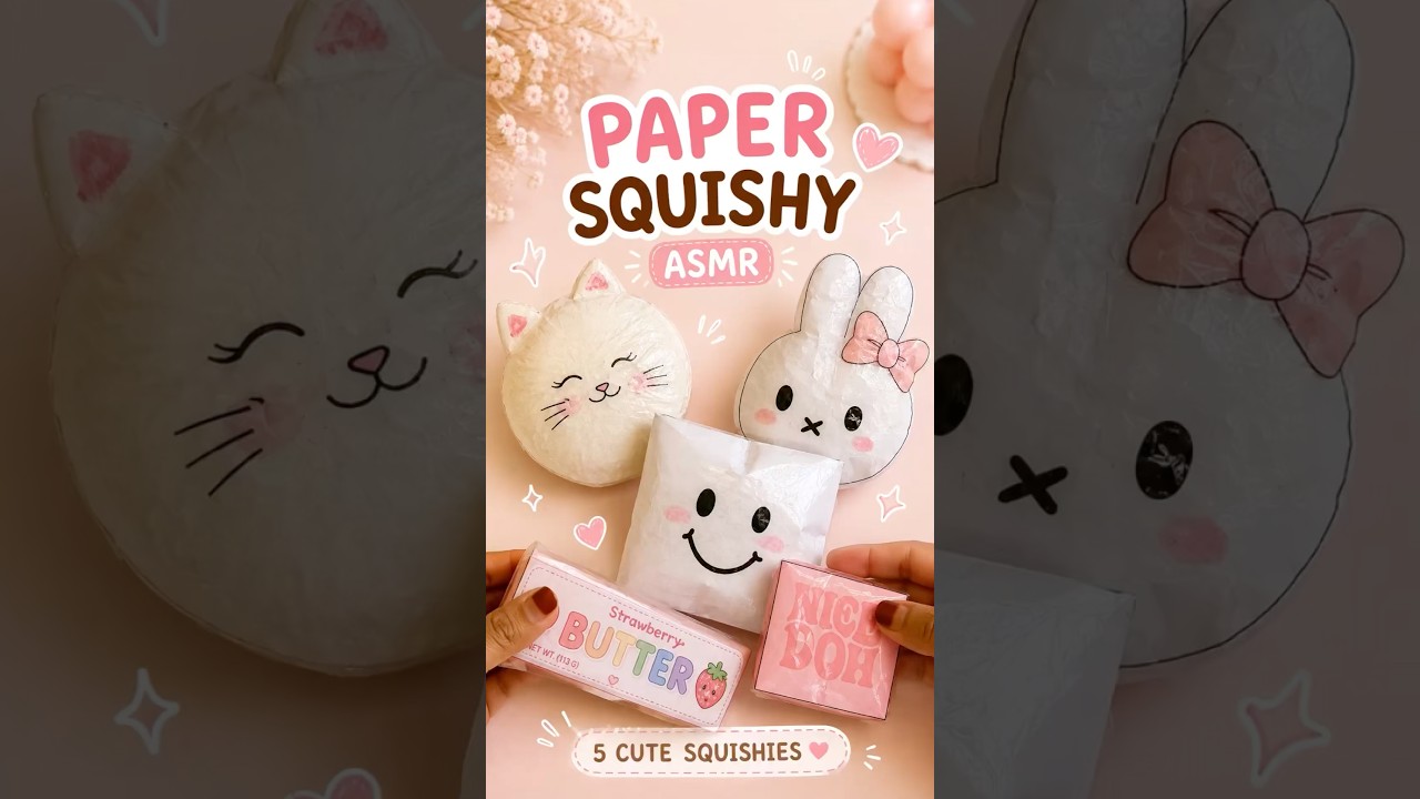 🎀✨5 Cute DIY Paper Squishies 🌸 | Relaxing ASMR Paper Squishy✨|It’s me Hana#squishy#shorts