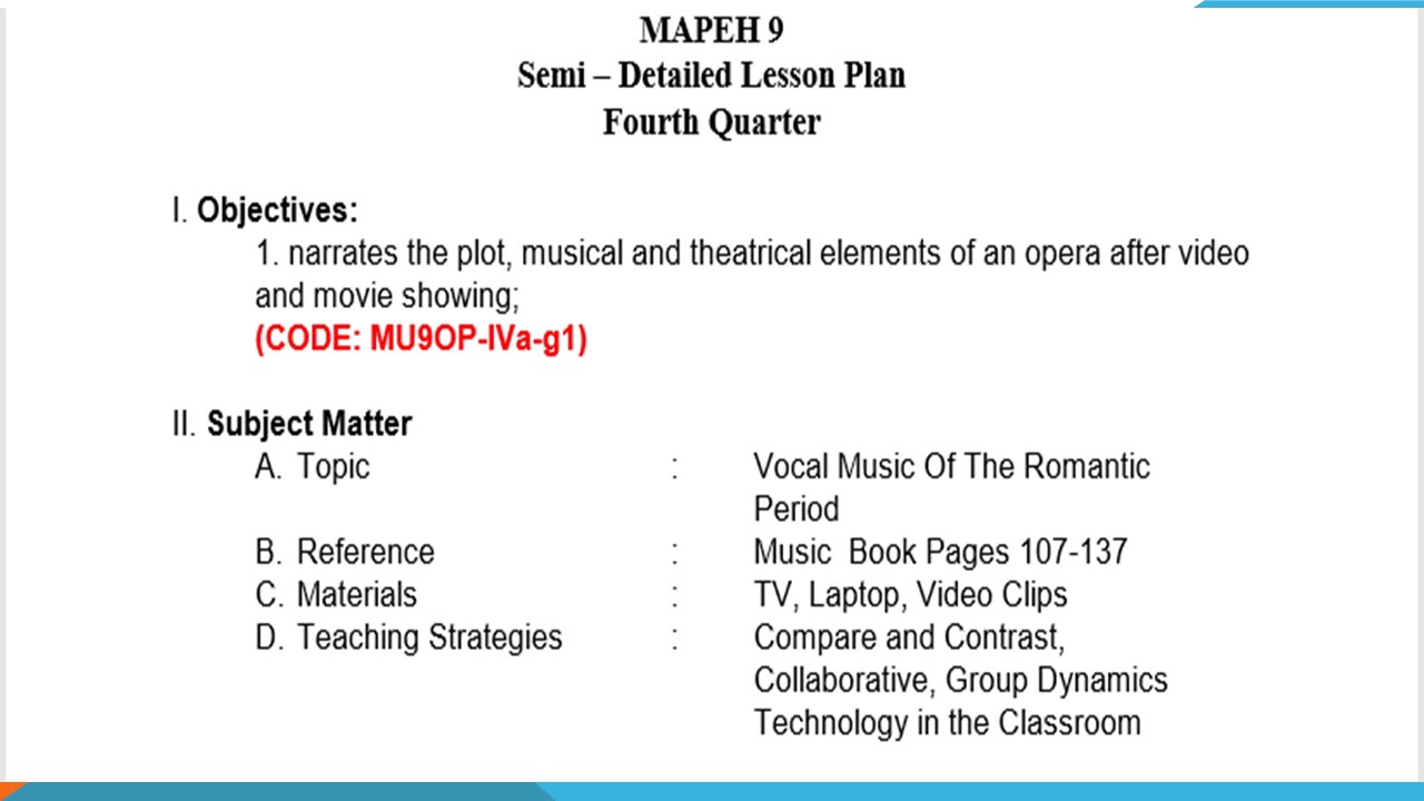 COT RPMS SAMPLE SEMI-DETAILED LESSON PLAN