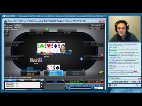 Flopped quads on #888Poker Crocodile