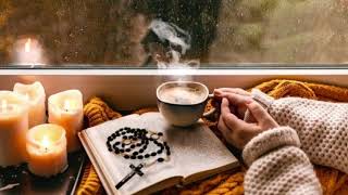 Cozy Catholic Ambience | Relax with the Rosary | Rain and Crackling Wick Sounds