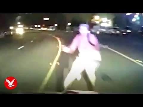 Moment LA police cruiser strikes skateboarder in Highland Park