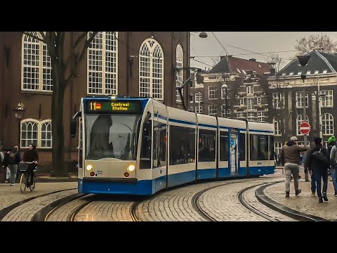 GVB 13G Combino arriveert als Tram 11 te Spui!