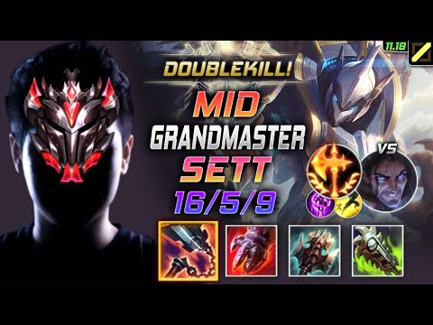 GrandMaster Sett MID vs Sylas - 천상계 미드 세트 템트리 룬 선혈 정복자 セト Сетт 腕豪 賽特 - LOL KR 11.19