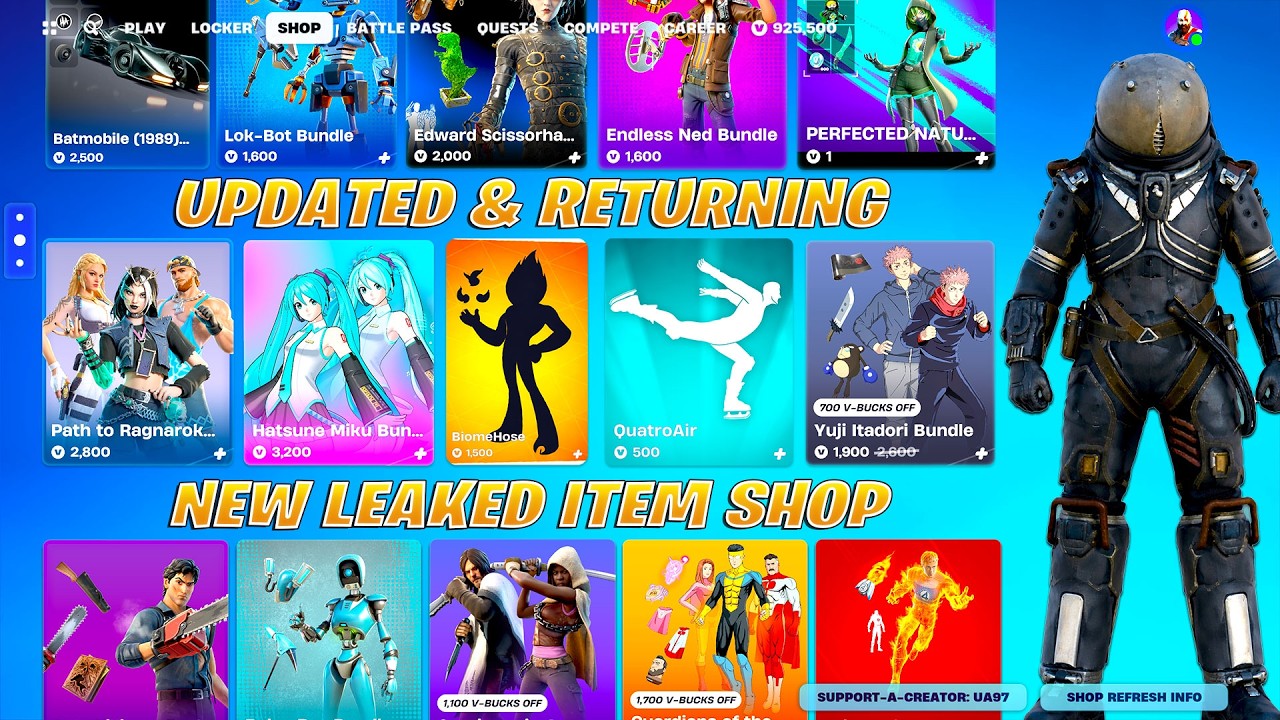 All NEW Fortnite UPDATED & RETURNING Shops (Mystery Collab, FREE Skins, RARE Bundles, JJK, Miku)