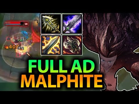 YOU CAN'T STOP THIS ROCK!! FULL AD CRIT MALPHITE MID-AIR ONE SHOTS SEASON 7- League of Legends