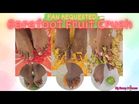 FAN REQUESTED: Barefoot Fruit Crush Compilation!! #giantess #fruitcrush #asmr 