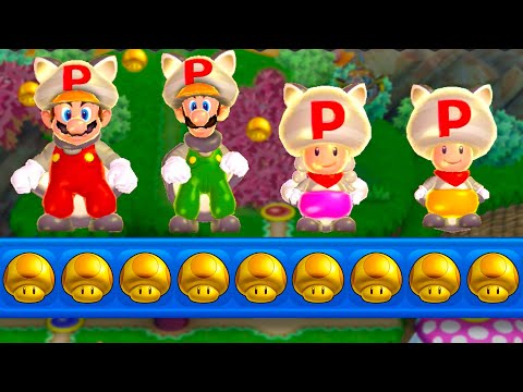 New Super Mario Bros U Deluxe – 4 Players World 9 Walkthrough Co-Op