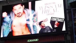 Pop sensation Wissam Hilal on a billboard in Times Square (Contrast Magazine Cover) in New York City