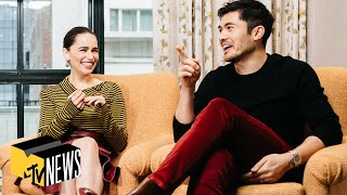 Emilia Clarke & Henry Golding on Christmas Movies, James Bond & Jason Momoa MTV News video