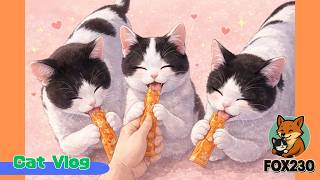 【CatsVlog】猫さんたち、「挨拶とおやつ」 #猫動画 #可愛い猫 #保護猫