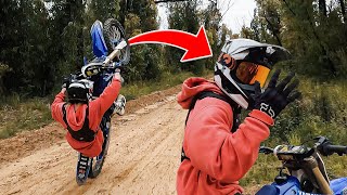 Doing wheelies on my YZ125 (Close calls)