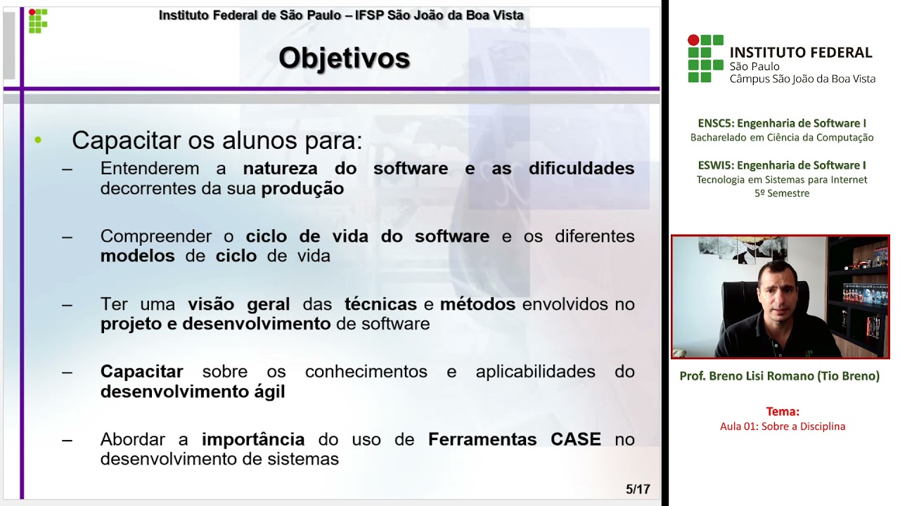 Aula01 - Sobre a Disciplina de Engenharia de Software