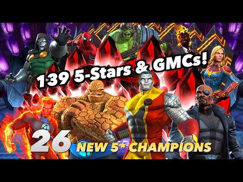 Finding 26 New 5-Star Champions (Lag-Free Edition) Big 43 5* & 96 Grandmaster Crystal Opening | MCoC
