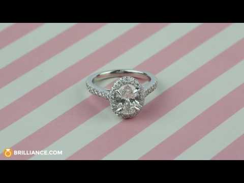 Micro Pave Halo Engagement Ring with Oval Diamond (1.32 ct.)