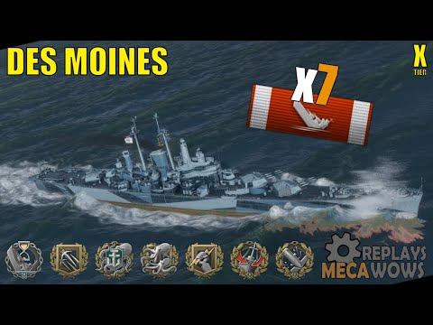 Des Moines 7 Kills & 176k Damage | World of Warships Gameplay