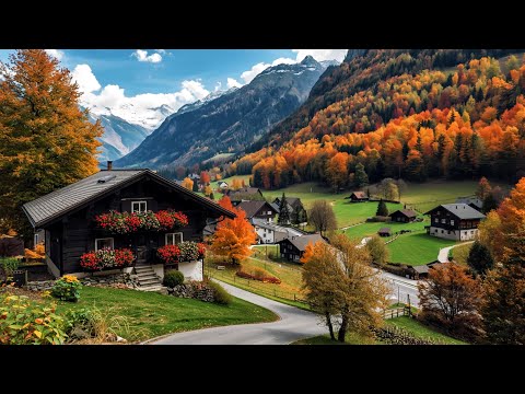 Autumn Driving In Switzerland🇨🇭Swiss Valley Grindelwald🍁Spectacular Mountain View 