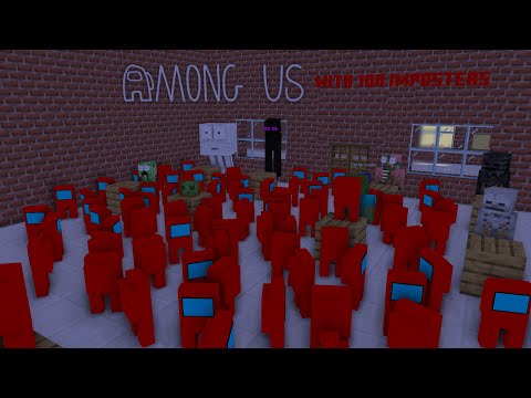 Monster School : AMONG US BUT WITH 100 IMPOSTOR - Minecraft Animation