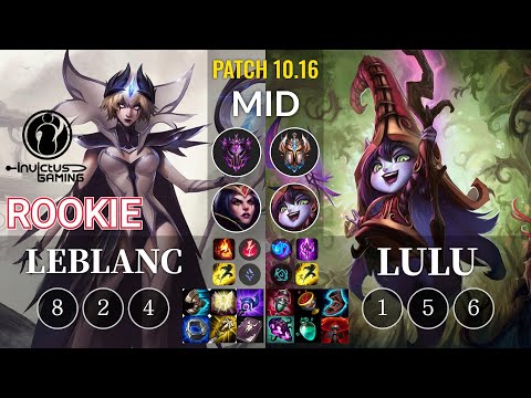 IG Rookie LeBlanc vs Lulu Mid - KR Patch 10.16