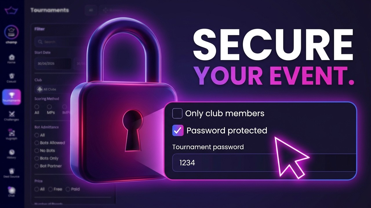 Video: securing your Bridge Champ tournaments with passwords