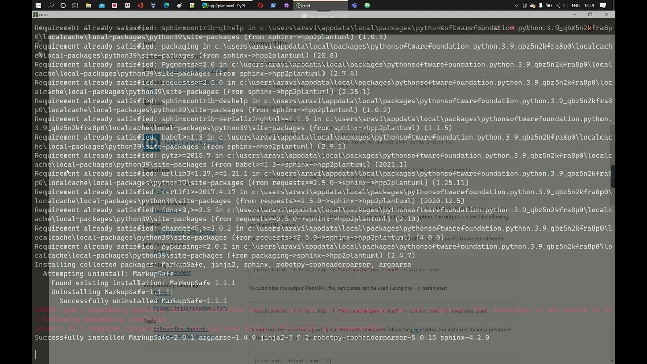PlantUML C++ class diagram generation using hpp2plantuml