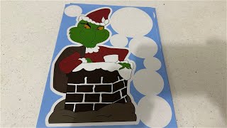 Grinch Themed Christmas Window Clings - 8 Sheets