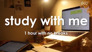 1hr study with me with no breaks 📖  | genshin impact ost with gentle fire crackle & rain sounds 🌧️