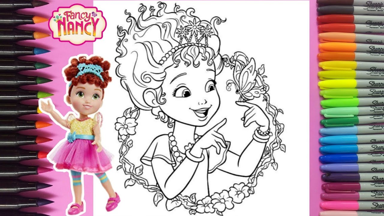 Coloring Fancy Nancy Butterfly Disney Coloring Page|PINK GIRL