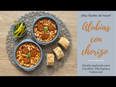 ALUBIAS BLANCAS CON CHORIZO🤤 Receta Fácil y DELICIOSA en Olla lenta o CrockPot🤤