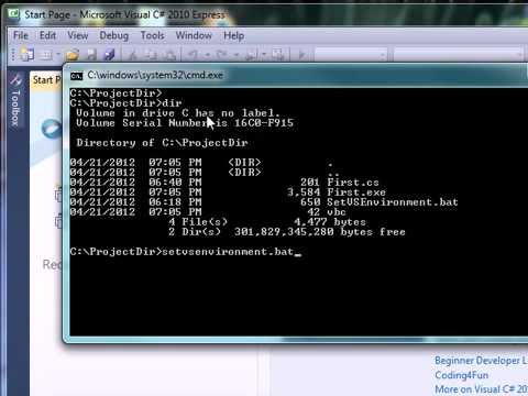 Visual C Sharp 2010 Express: Create a Command Prompt Shell Within UI