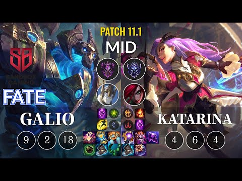 SB FATE Galio vs Katarina Mid - KR Patch 11.1