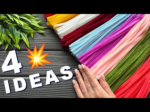 4 IDEAS Pipe Cleaner Crafts Easy Flowers Chenille Stems DIY Decoration Ideas
